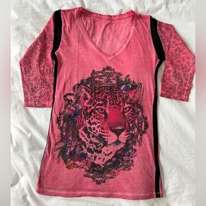 Custo Barcelona top with tiger face, label removed because it was scratchy